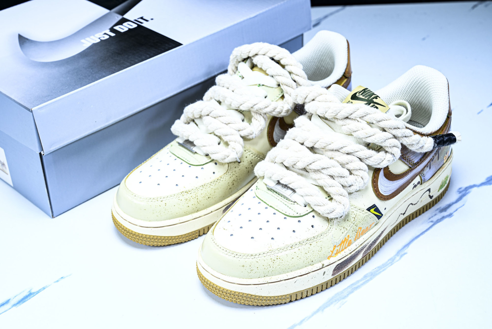 NK Air Force 1'07 Low Milk Coffee Bear 手绘涂鸦 奶咖小熊 空军一