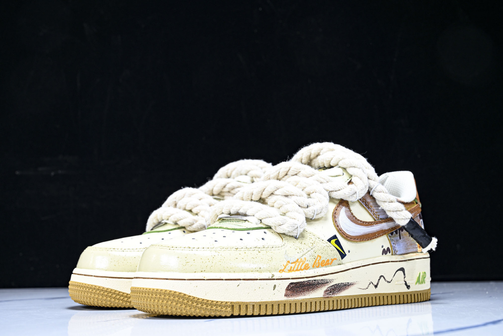 NK Air Force 1'07 Low Milk Coffee Bear 手绘涂鸦 奶咖小熊 空军一