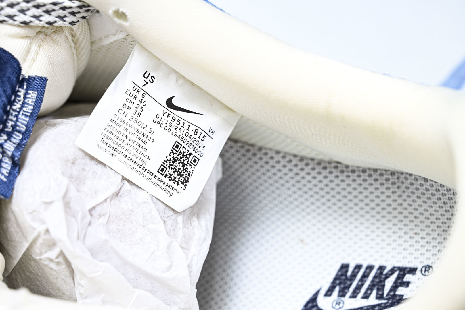 NK Air Force 1'07 Low LV联名 白牛仔蓝 空军一号低帮休闲板鞋 YF9511-81