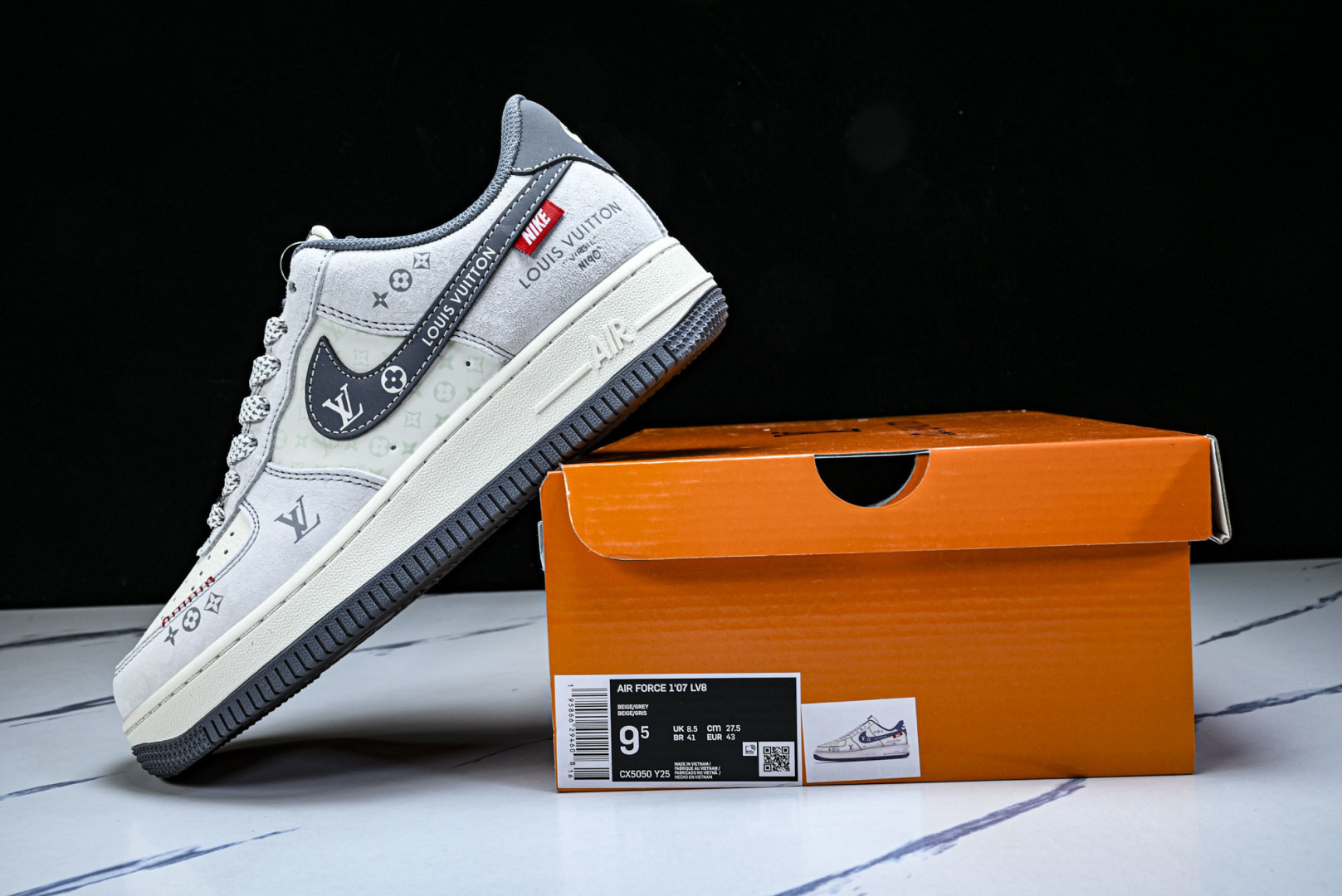 NK Air Force 1'07 Low LV联名 灰勾织标 空军一号低帮休闲板鞋 CX5050-Y2