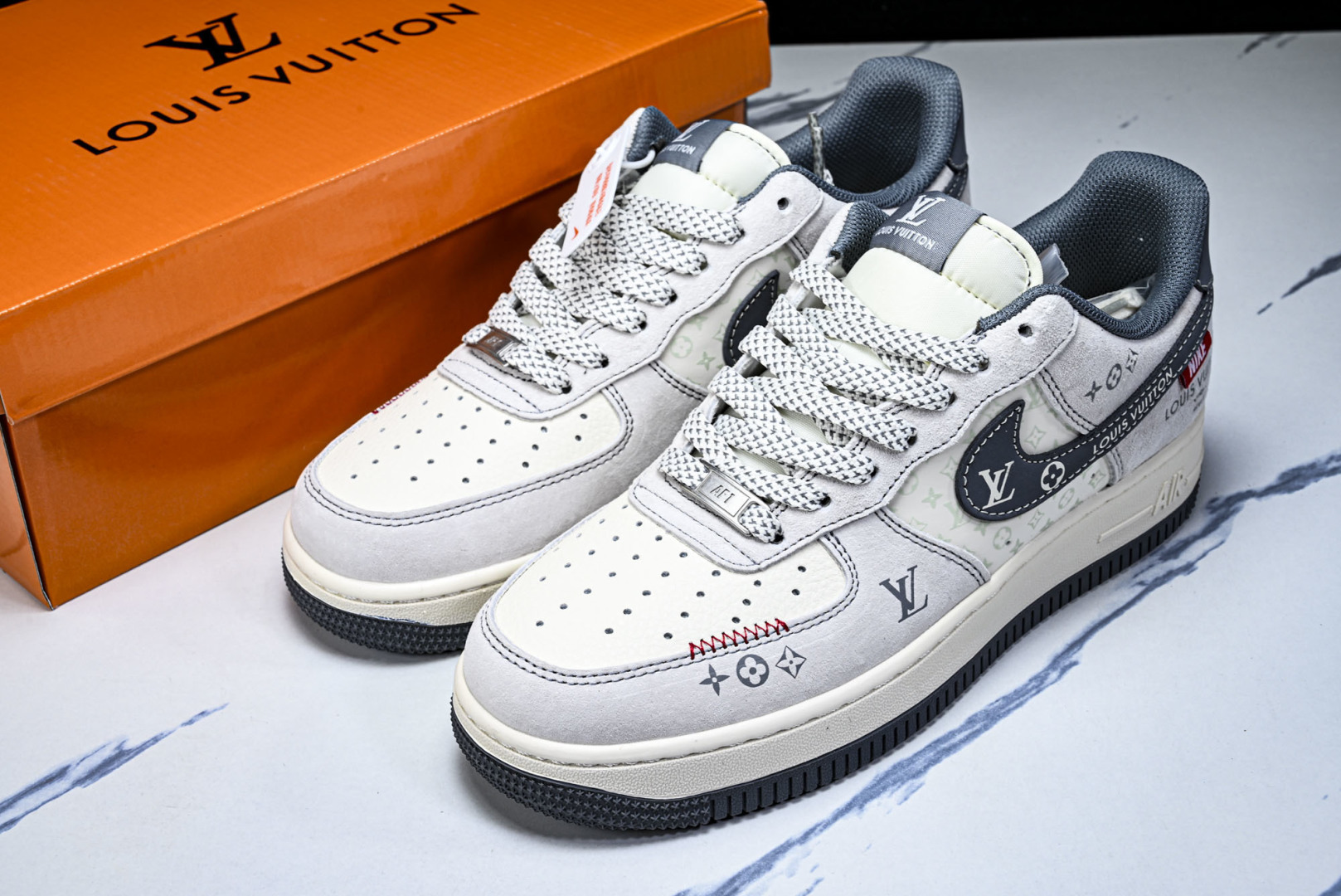NK Air Force 1'07 Low LV联名 灰勾织标 空军一号低帮休闲板鞋 CX5050-Y2