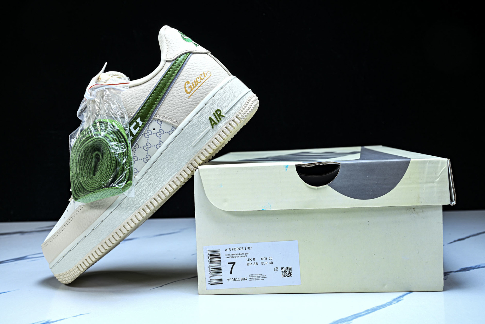 NK Air Force 1'07 Low 古驰联名 白棕绿 空军一号低帮休闲板鞋 YF9511-804