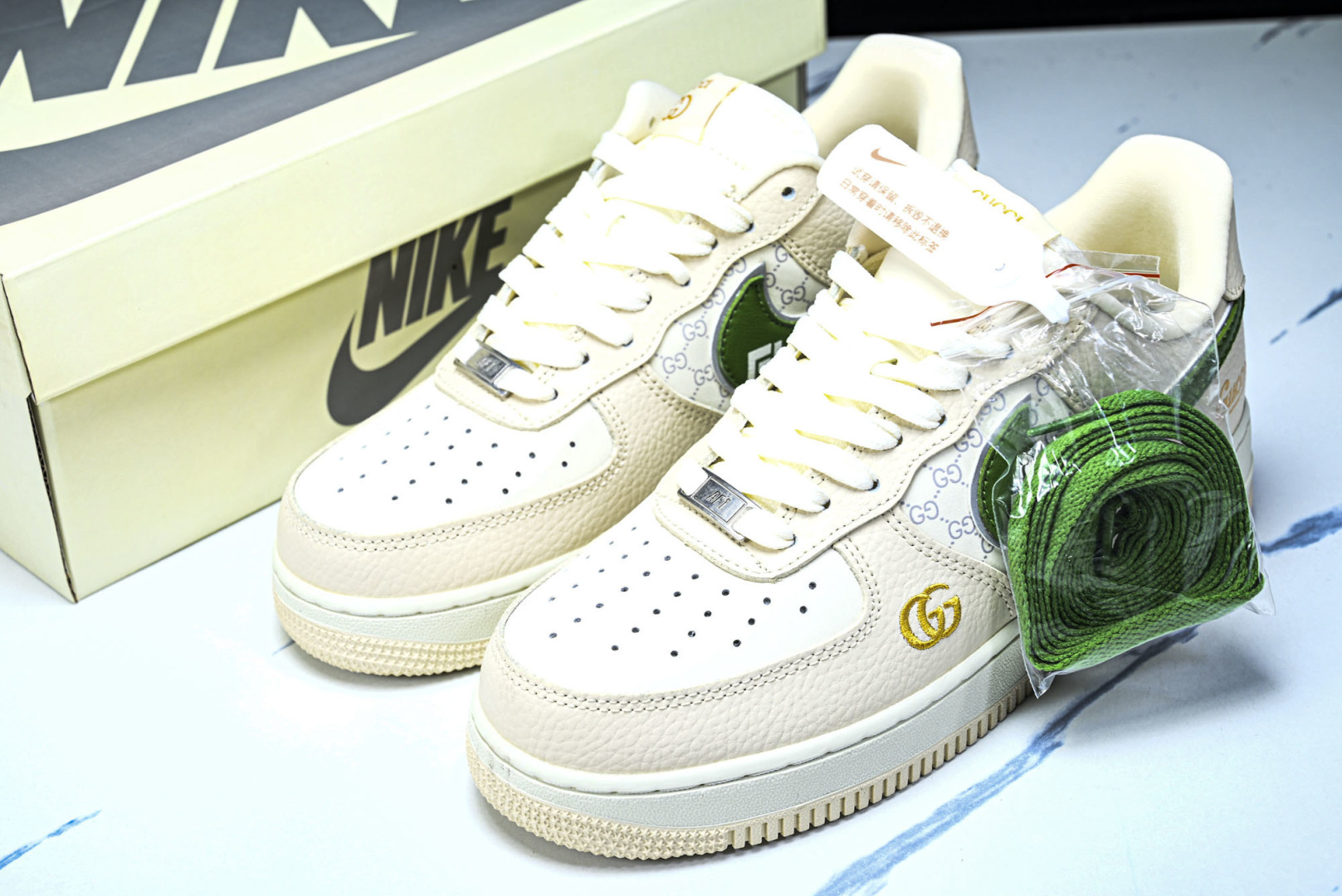 NK Air Force 1'07 Low 古驰联名 白棕绿 空军一号低帮休闲板鞋 YF9511-804