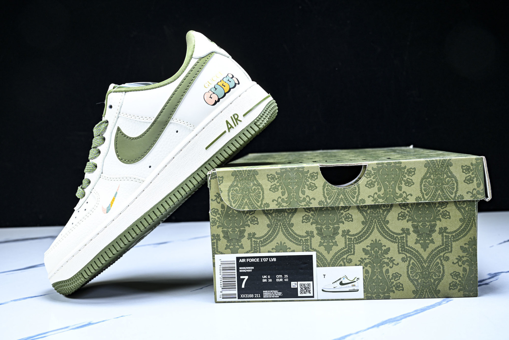NK Air Force 1'07 Low 古驰联名 白棕绿 空军一号低帮休闲板鞋 YF9511-804