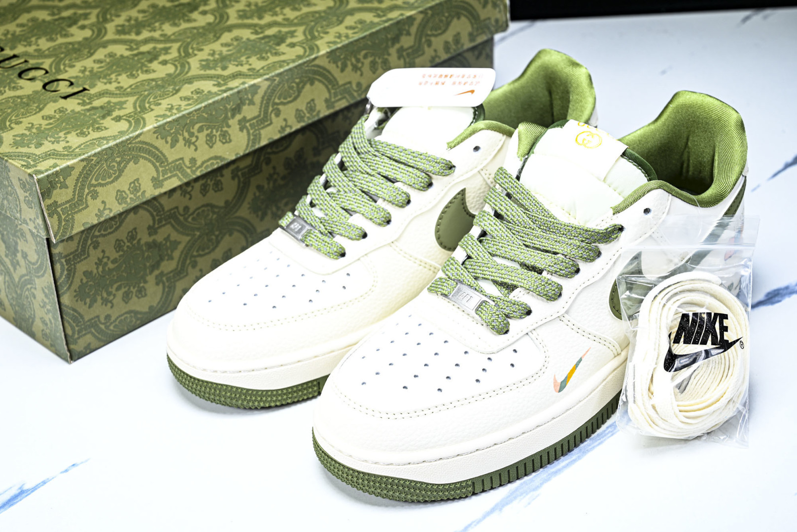 NK Air Force 1'07 Low 古驰联名 白棕绿 空军一号低帮休闲板鞋 YF9511-804