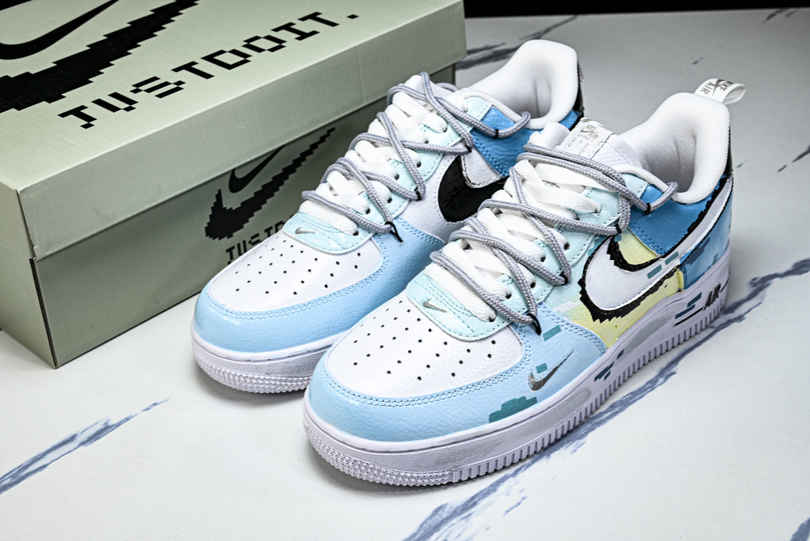 NK Air Force 1'07 Low 手绘涂鸦 电玩蓝调 空军一号低帮休闲板鞋 FB8917-30