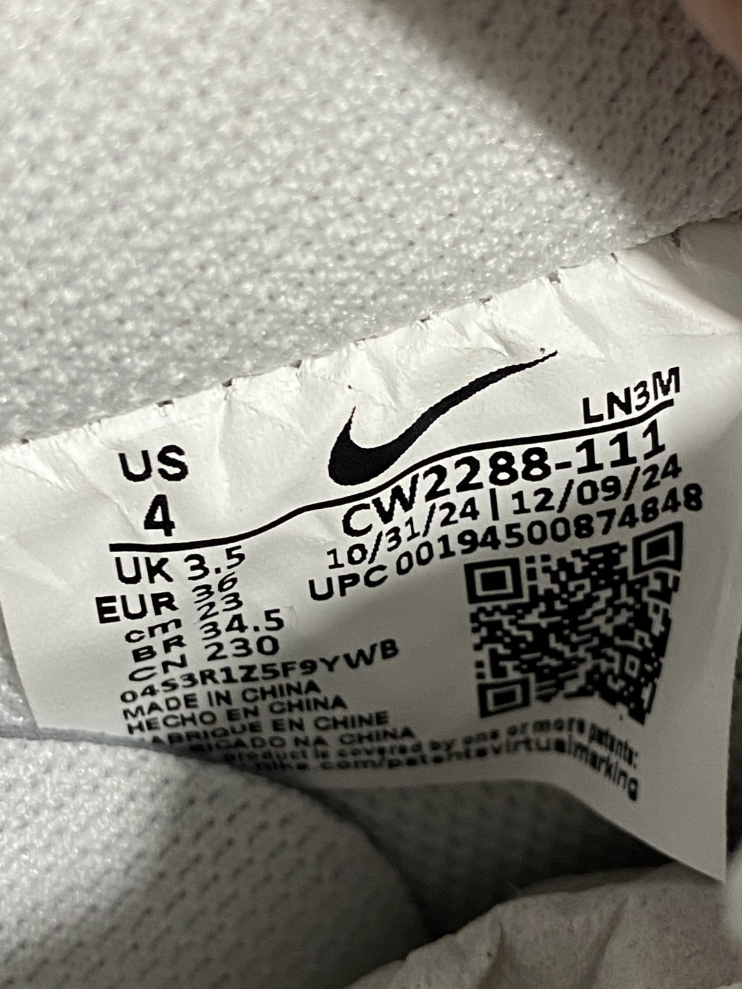 36码拍图AF1 全白闪电 尺码:35.5-48.5纯原-Air Force 1 Low 07 AF1