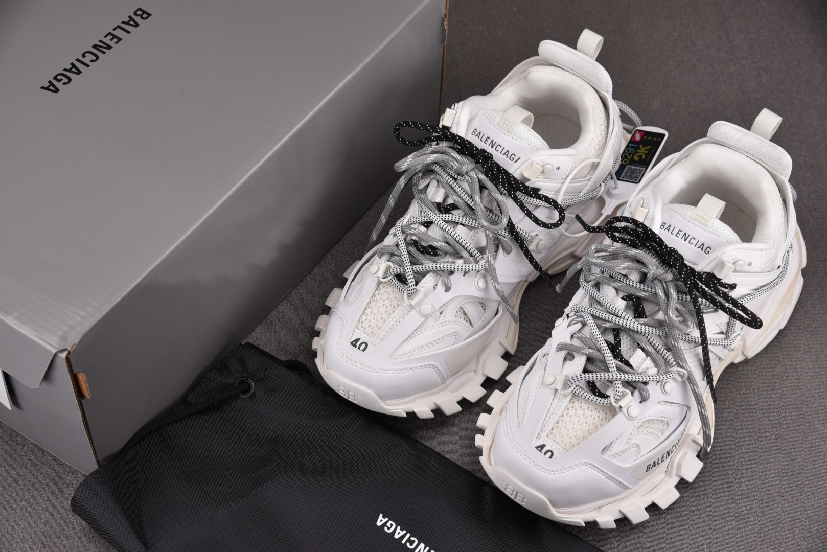 Balenciaga 尺码:35-46 超重偏大一码纯原-Balenciaga Track 白色灰绑带 