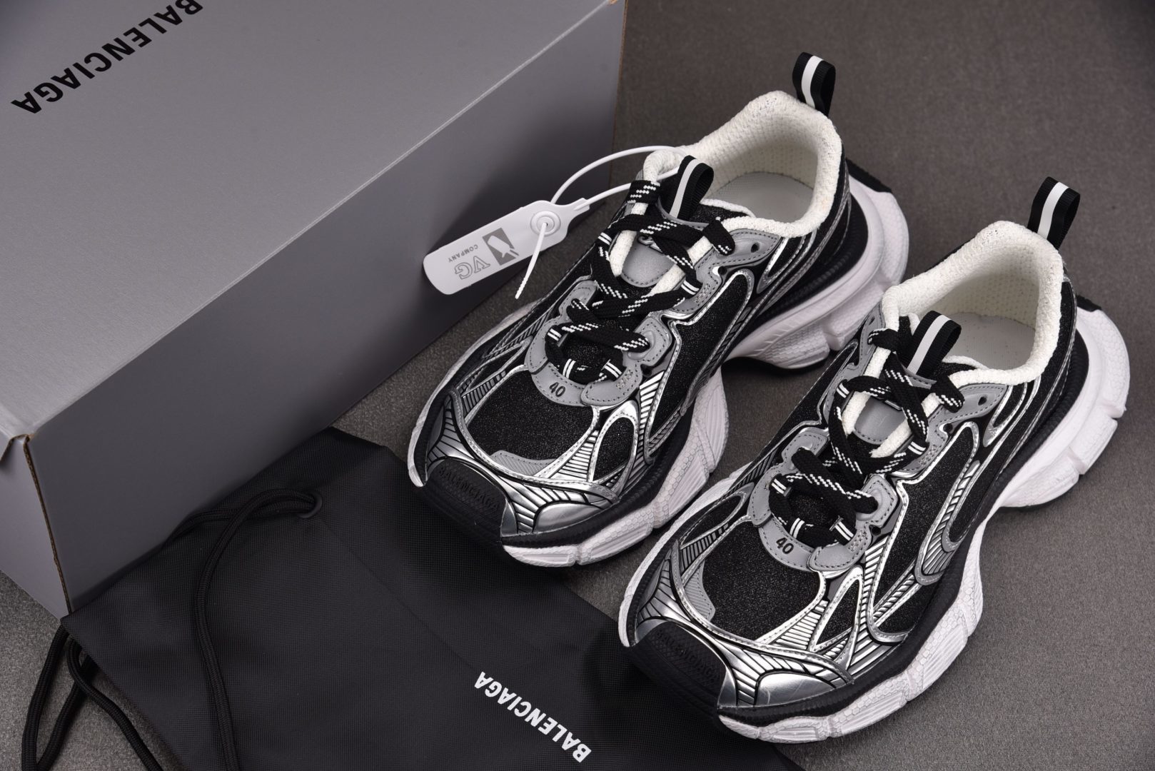 3XL巴黎 尺码:35-46 偏大一码纯原版出品-Balenciaga 3XL LUREX NW 白黑银