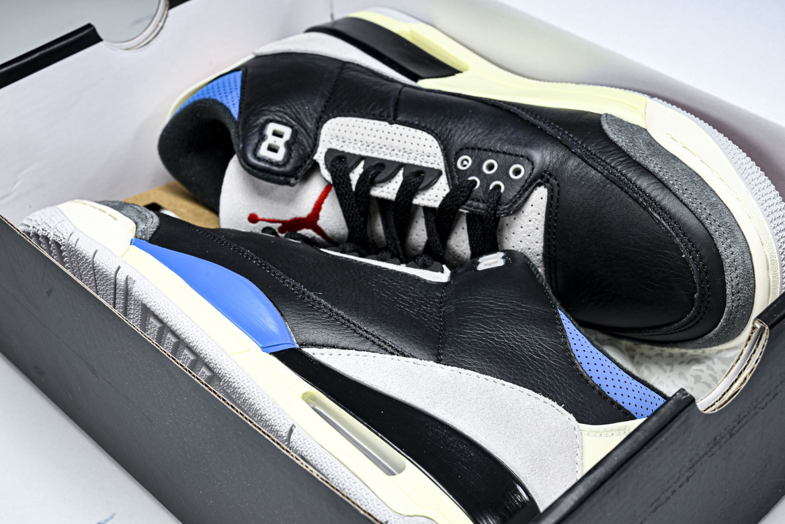 AJ3 尺码:40-48.5纯原出品-Air Jordan 3 AJ3镜像钩子 黑灰红 IB8967-0