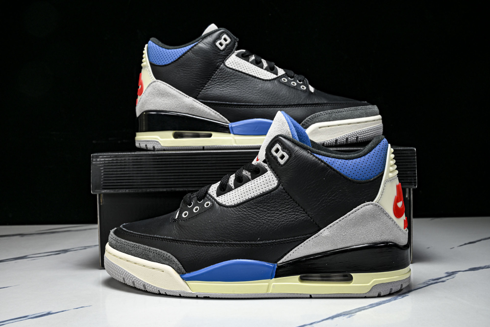 AJ3 尺码:40-48.5纯原出品-Air Jordan 3 AJ3镜像钩子 黑灰红 IB8967-0