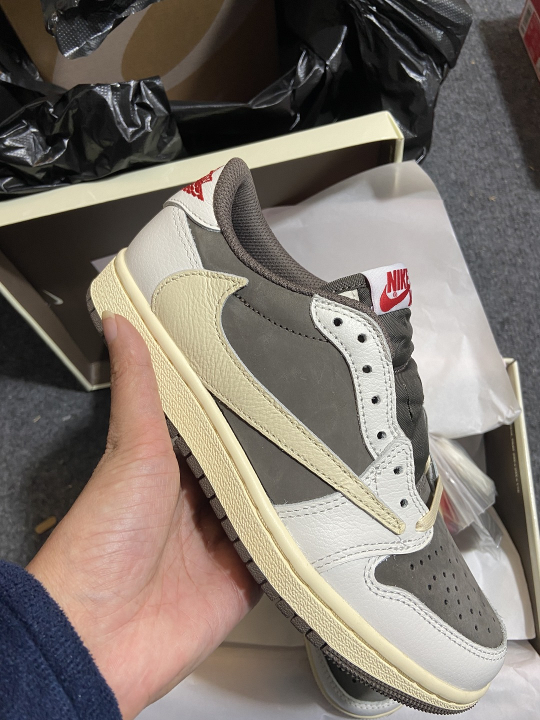 qc 女码37.5AJ Low 白棕倒钩 尺码:36-48.5纯原版出品-Travis Scott x 
