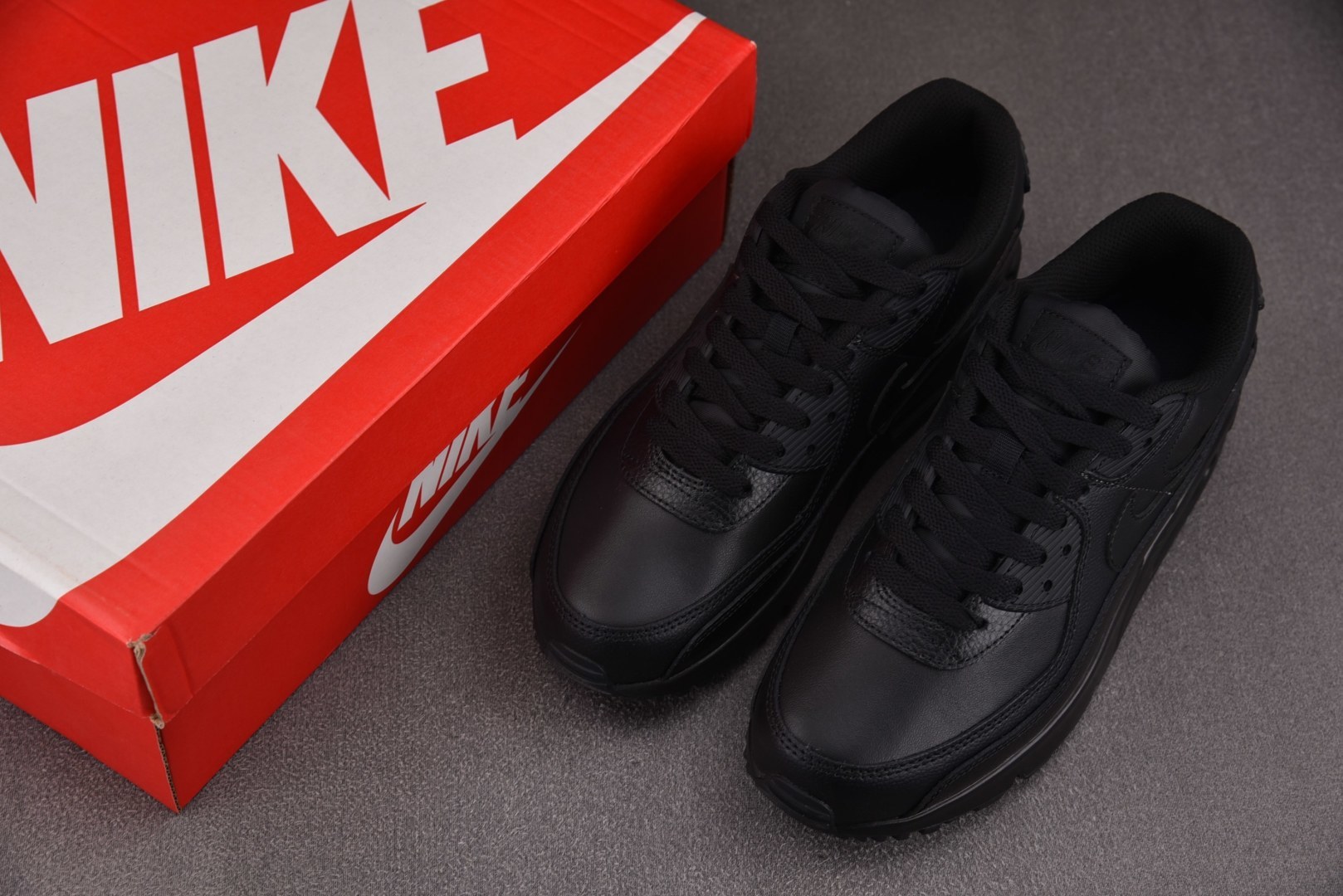 Max 尺码:36-46纯原出品-NK Air Max 90 Leather Triple Black 
