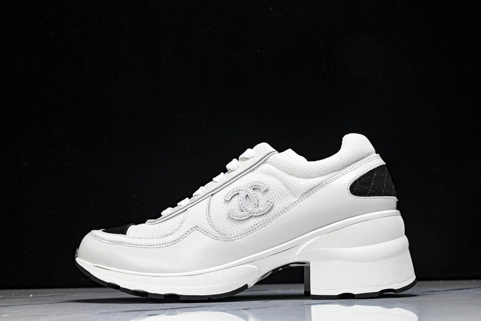 香奈儿 尺码35-40纯原版出品-Chanel香奈儿 25K新款 白色粗跟4cm百搭德训鞋运动鞋YZ02