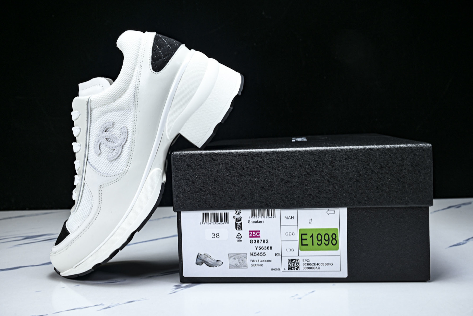 香奈儿 尺码35-40纯原版出品-Chanel香奈儿 25K新款 白色粗跟4cm百搭德训鞋运动鞋YZ02