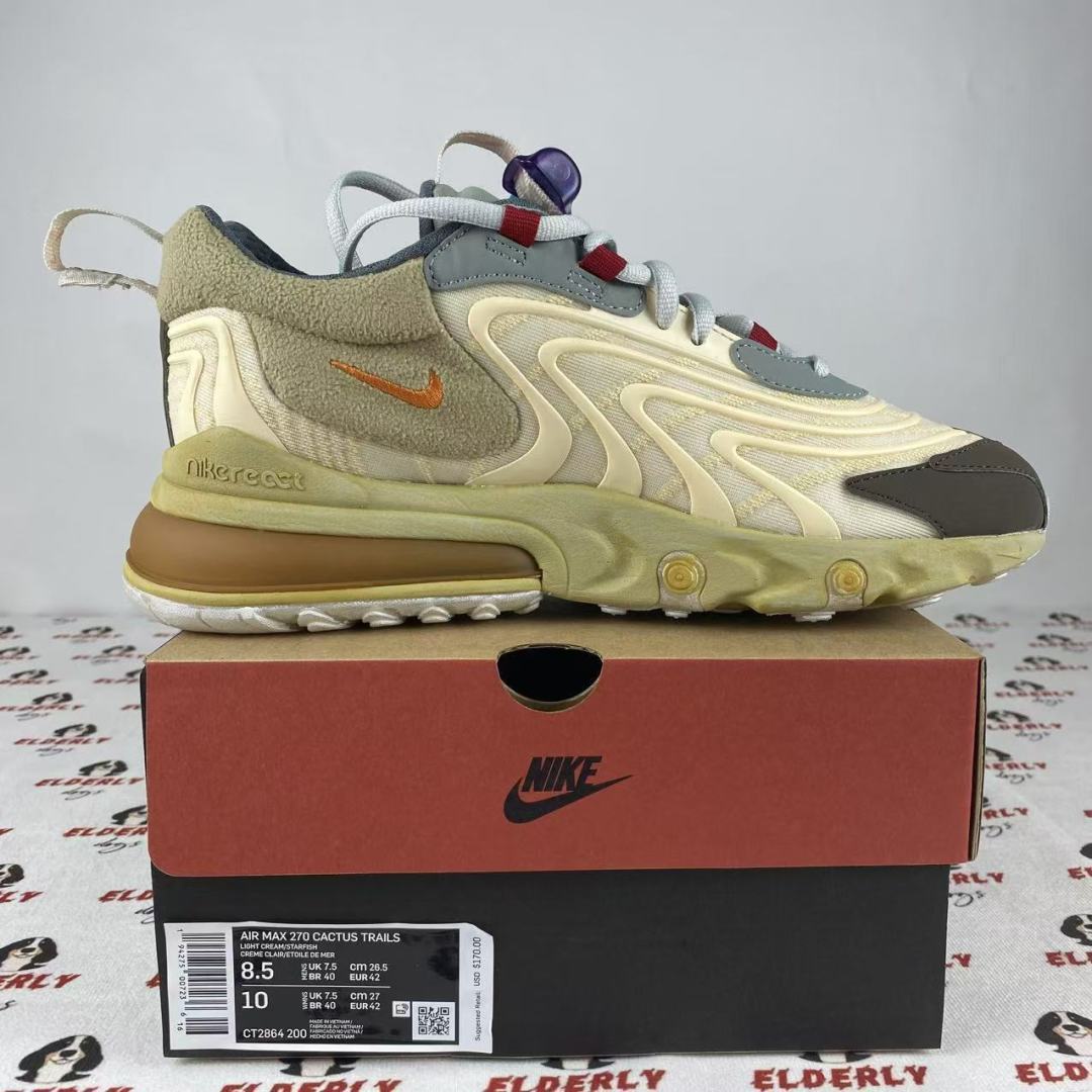 纯原 Travis Scott x NK Air Max 270 React TS 联名款半掌垫气缓震跑