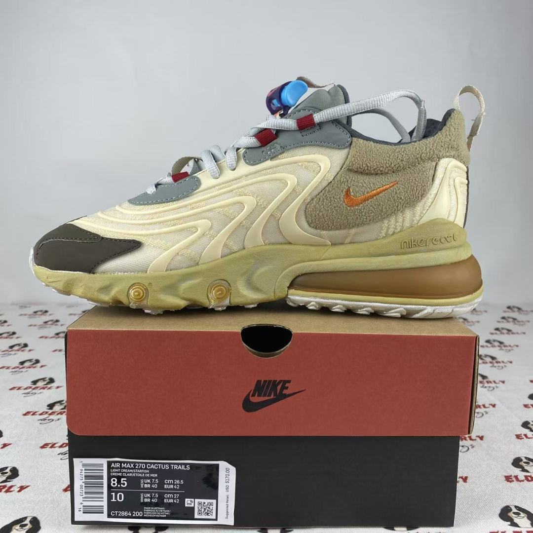 纯原 Travis Scott x NK Air Max 270 React TS 联名款半掌垫气缓震跑