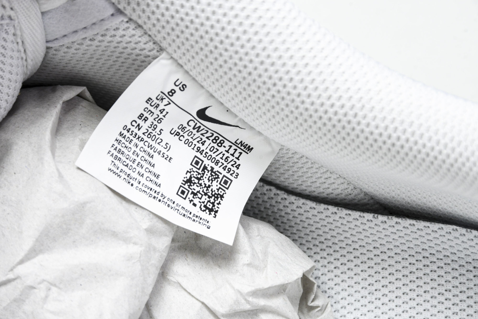 AF1 尺码:36-47.5纯原出品- Air Force 1 Low '07 White 白色 CW2