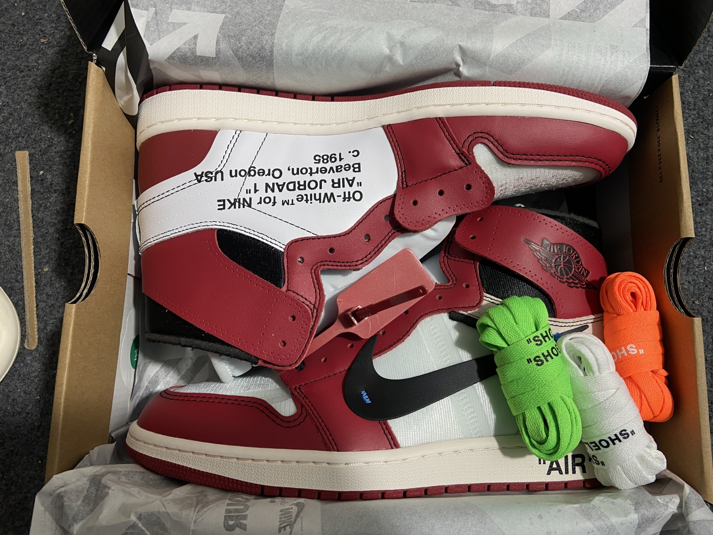 AJ1 OW芝加哥 鞋码：36-47.5P：570 47.5码样品纯原-Air Jordan 1 Off