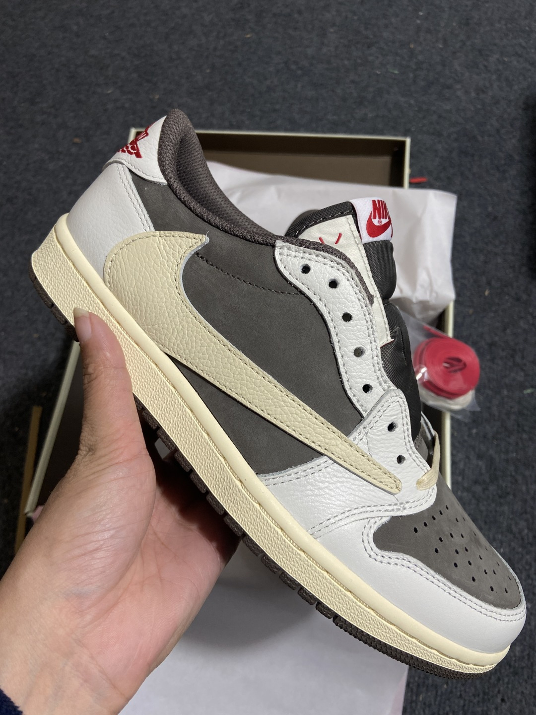 AJ1 Low 白棕倒钩 鞋码：36-47.5P：620纯原版出品-Travis Scott x Air