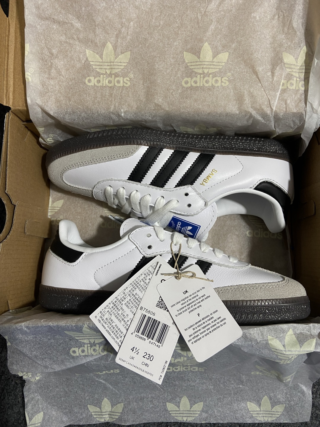 AD Originals 德训 三叶草 SAMBA OG 男女休闲板鞋 B75806 尺寸 36 36⅔