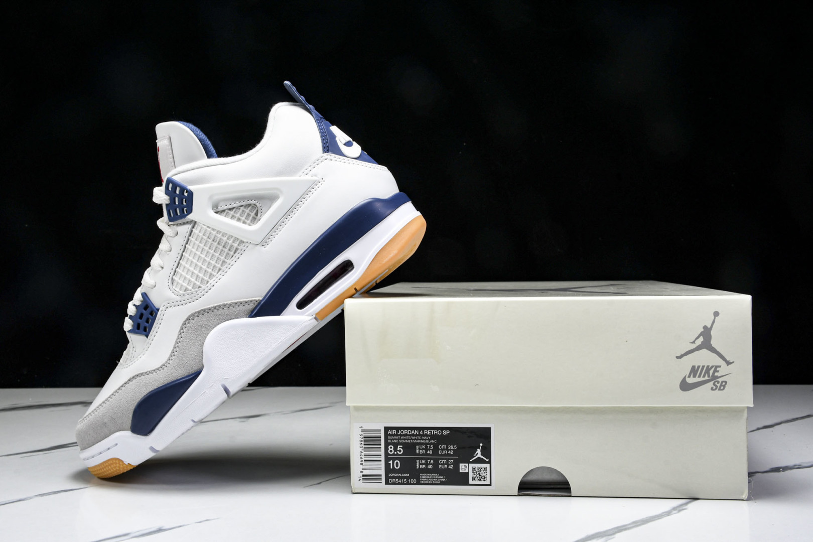 AJ4 尺码:40-47.5P:570纯原版出品-Air Jordan 4 Retro SB Navy 