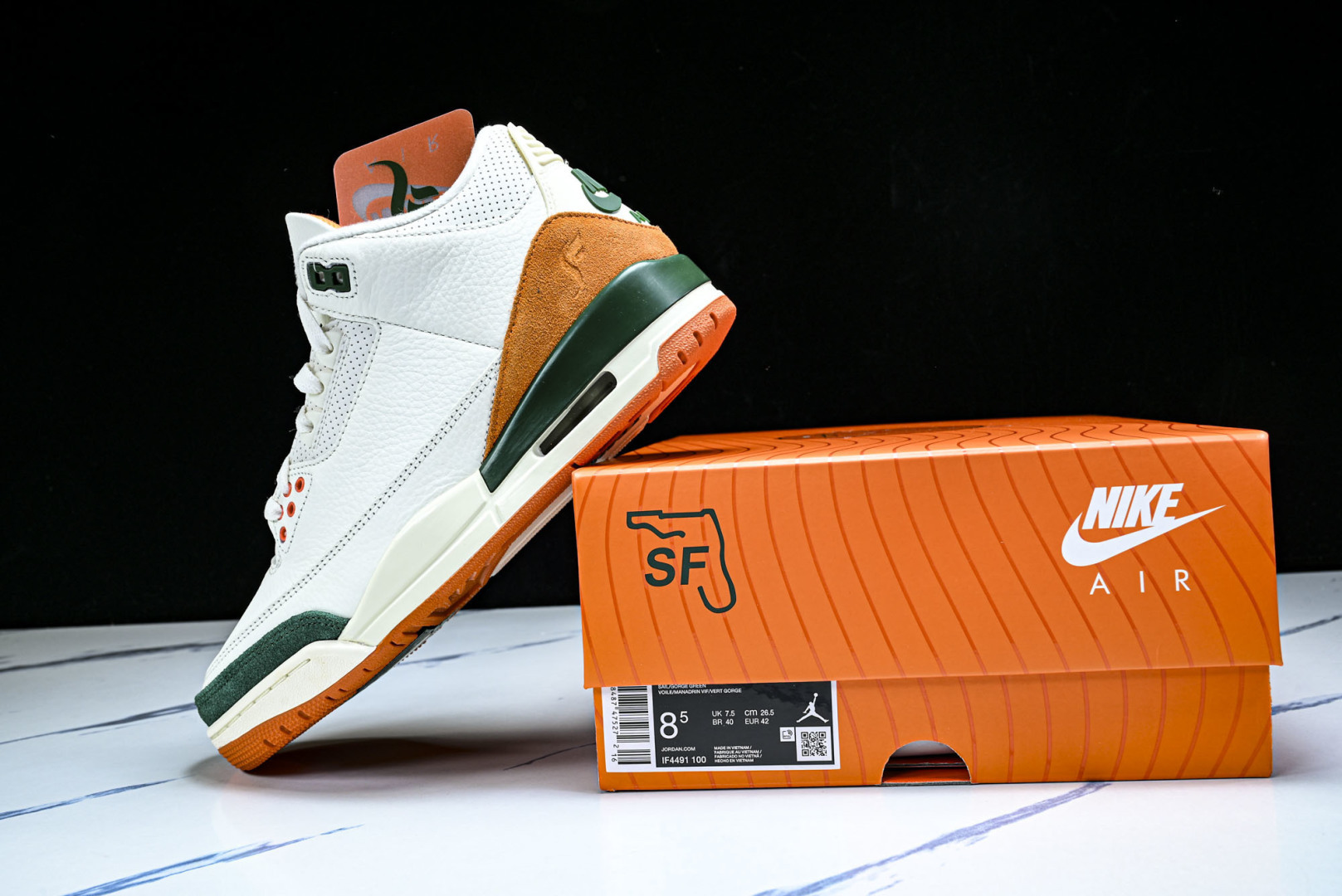 AJ3 尺码40-48.5纯原版出品-Air Jordan 3 白绿桔色 IF4491 100 YZ01