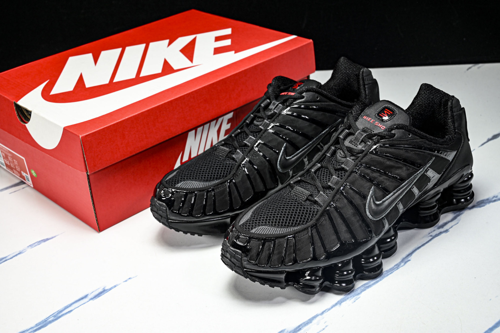 Mam 尺码:39-47.5P:500纯原版出品-NK Shox TL 黑蓝 防滑舒适 低帮 休闲气柱跑