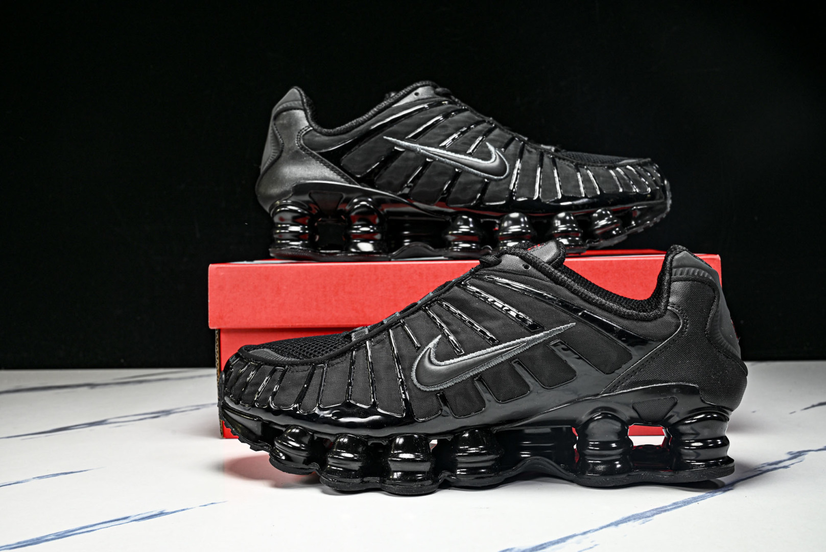 Mam 尺码:39-47.5P:500纯原版出品-NK Shox TL 黑蓝 防滑舒适 低帮 休闲气柱跑