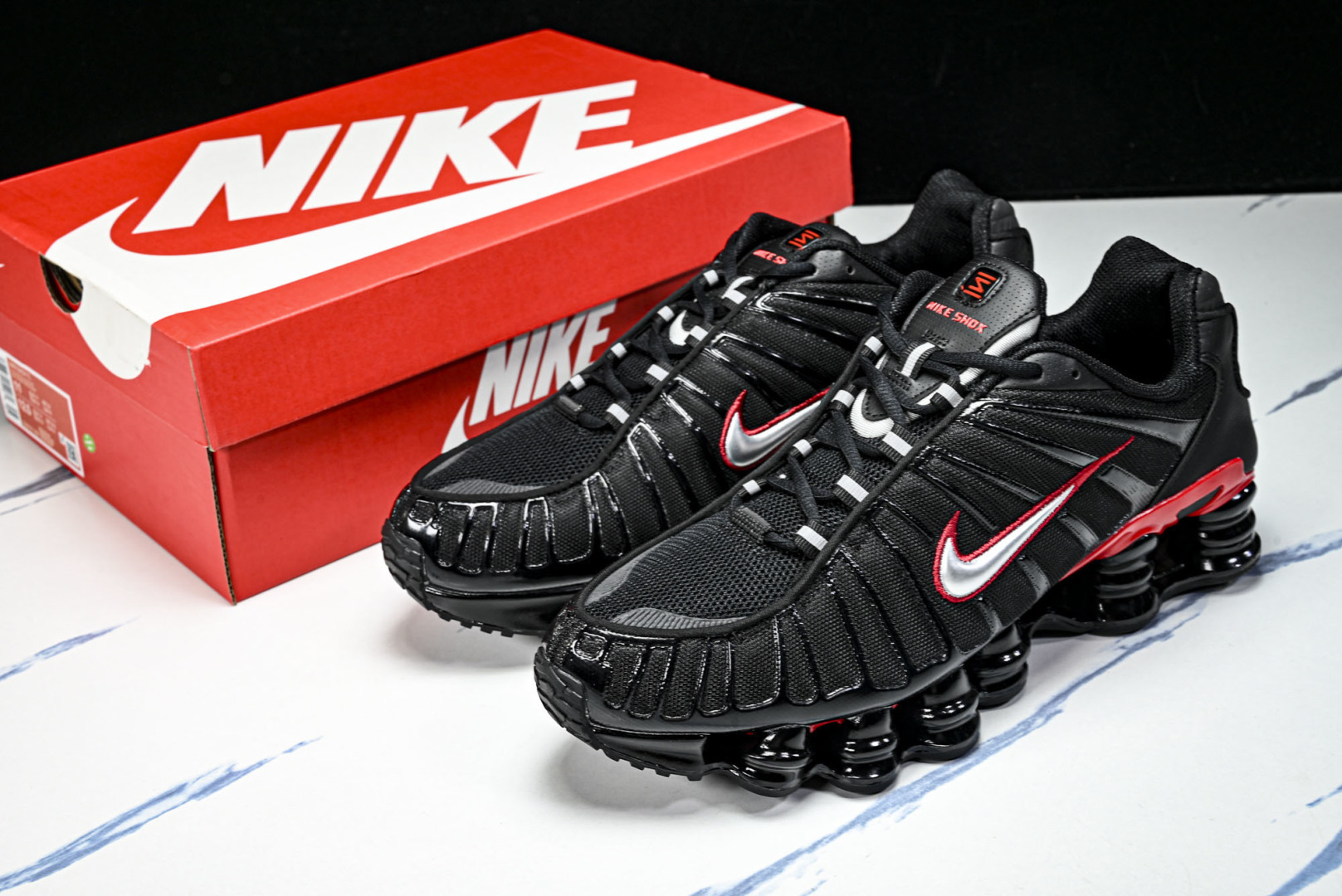 Mam 尺码:39-47.5P:500纯原版出品-NK Shox TL 黑蓝 防滑舒适 低帮 休闲气柱跑