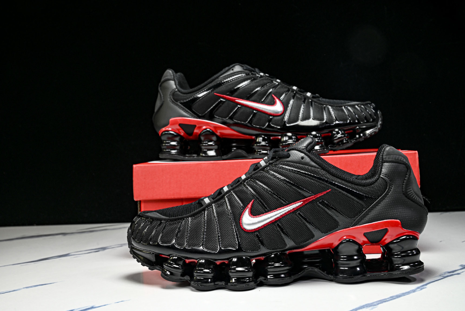 Mam 尺码:39-47.5P:500纯原版出品-NK Shox TL 黑蓝 防滑舒适 低帮 休闲气柱跑