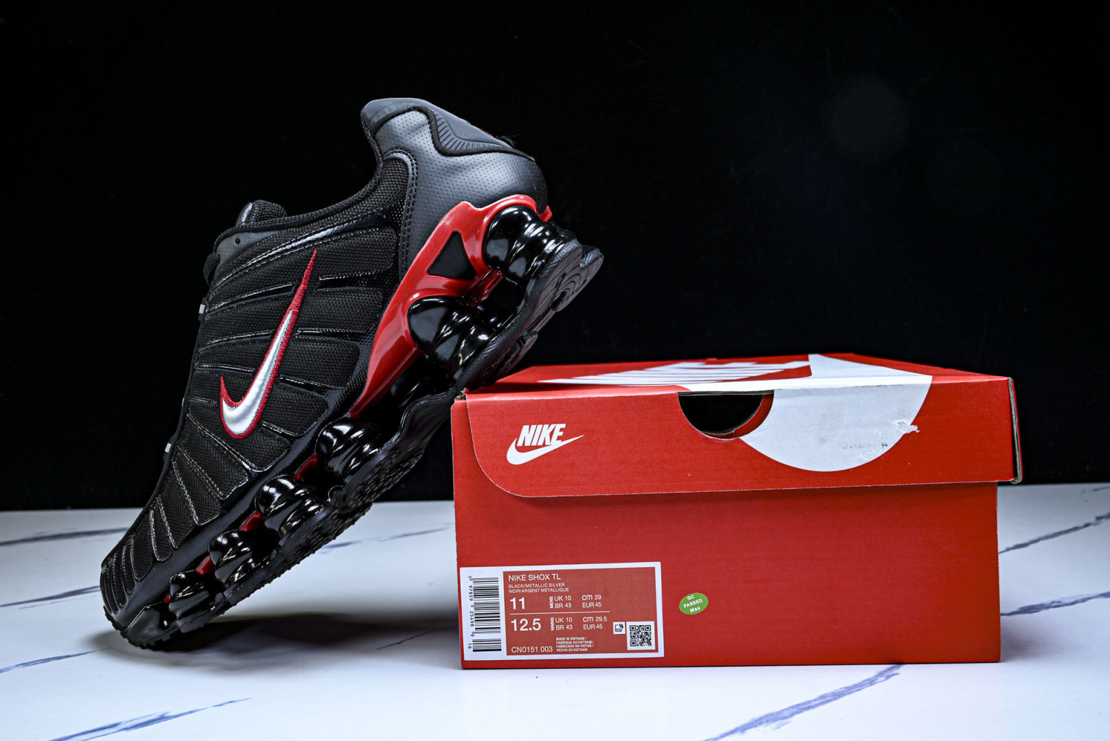 Mam 尺码:39-47.5P:500纯原版出品-NK Shox TL 黑蓝 防滑舒适 低帮 休闲气柱跑