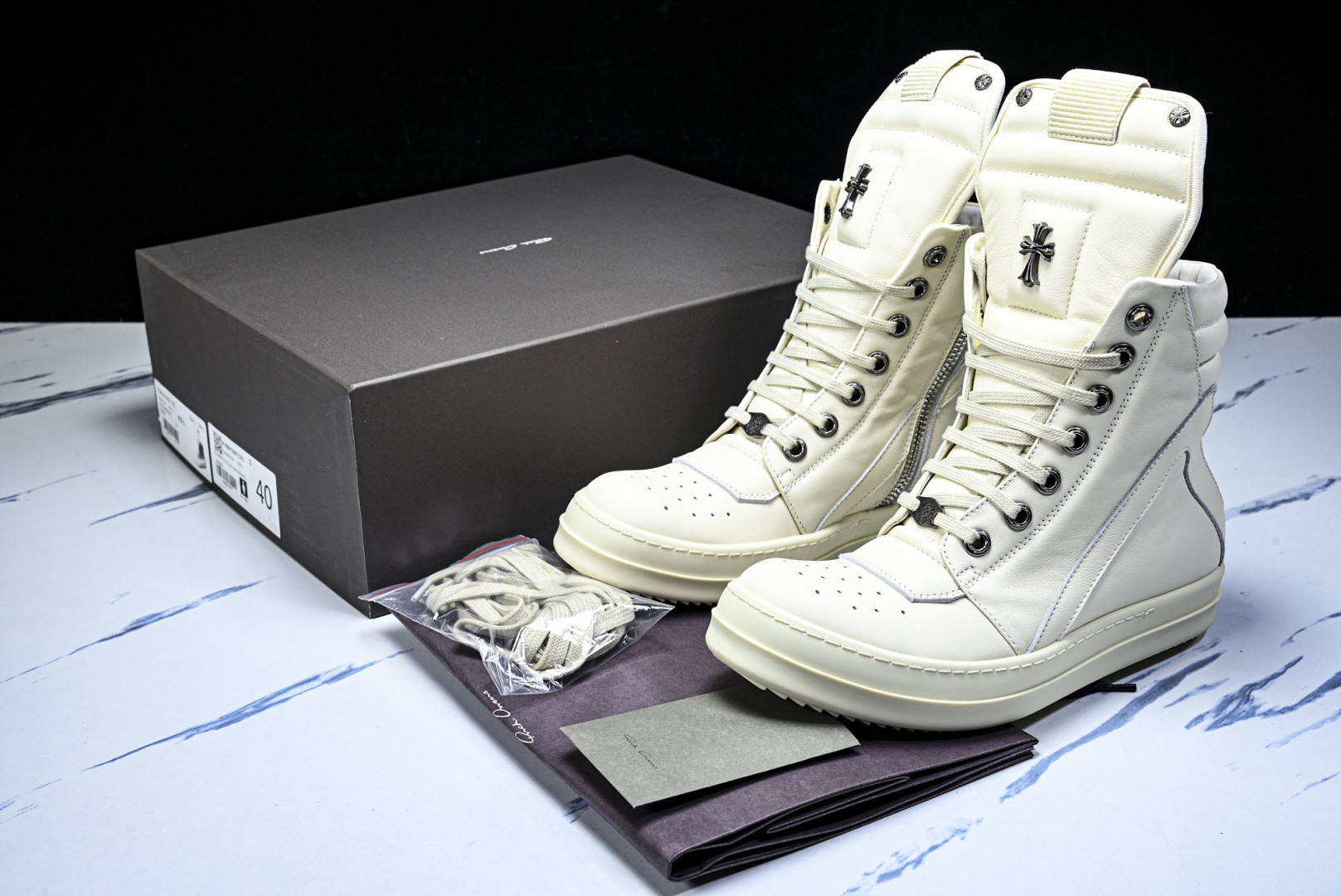 Rick 尺码:36-46P:720纯原出品-RICK OWENS 26秋冬高帮 男士 白色皮革 GEO