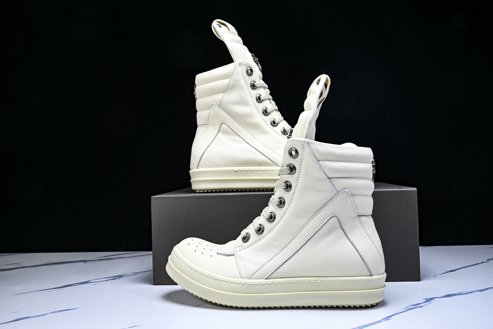 Rick 尺码:36-46P:720纯原出品-RICK OWENS 26秋冬高帮 男士 白色皮革 GEO