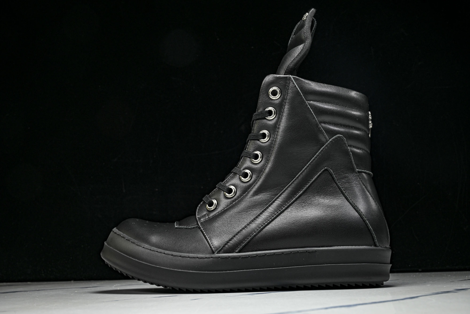 Rick 尺码:36-46P:720纯原出品-RICK OWENS 26秋冬 高帮 男士 全黑色皮革 G