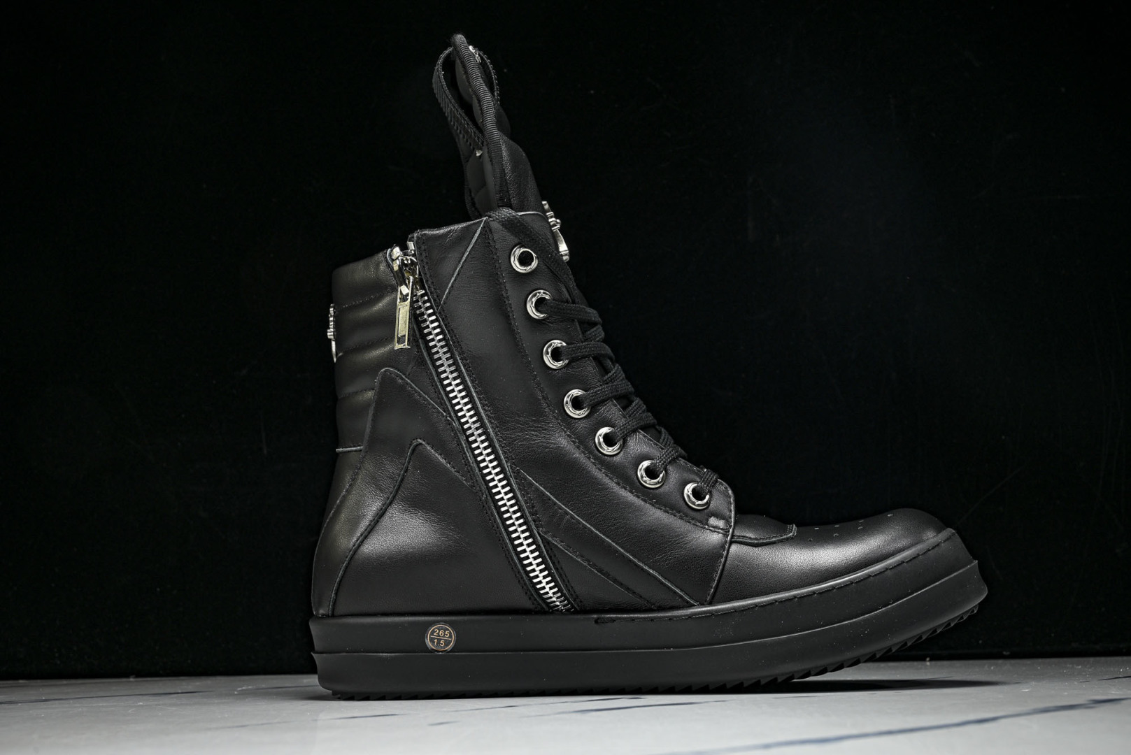 Rick 尺码:36-46P:720纯原出品-RICK OWENS 26秋冬 高帮 男士 全黑色皮革 G