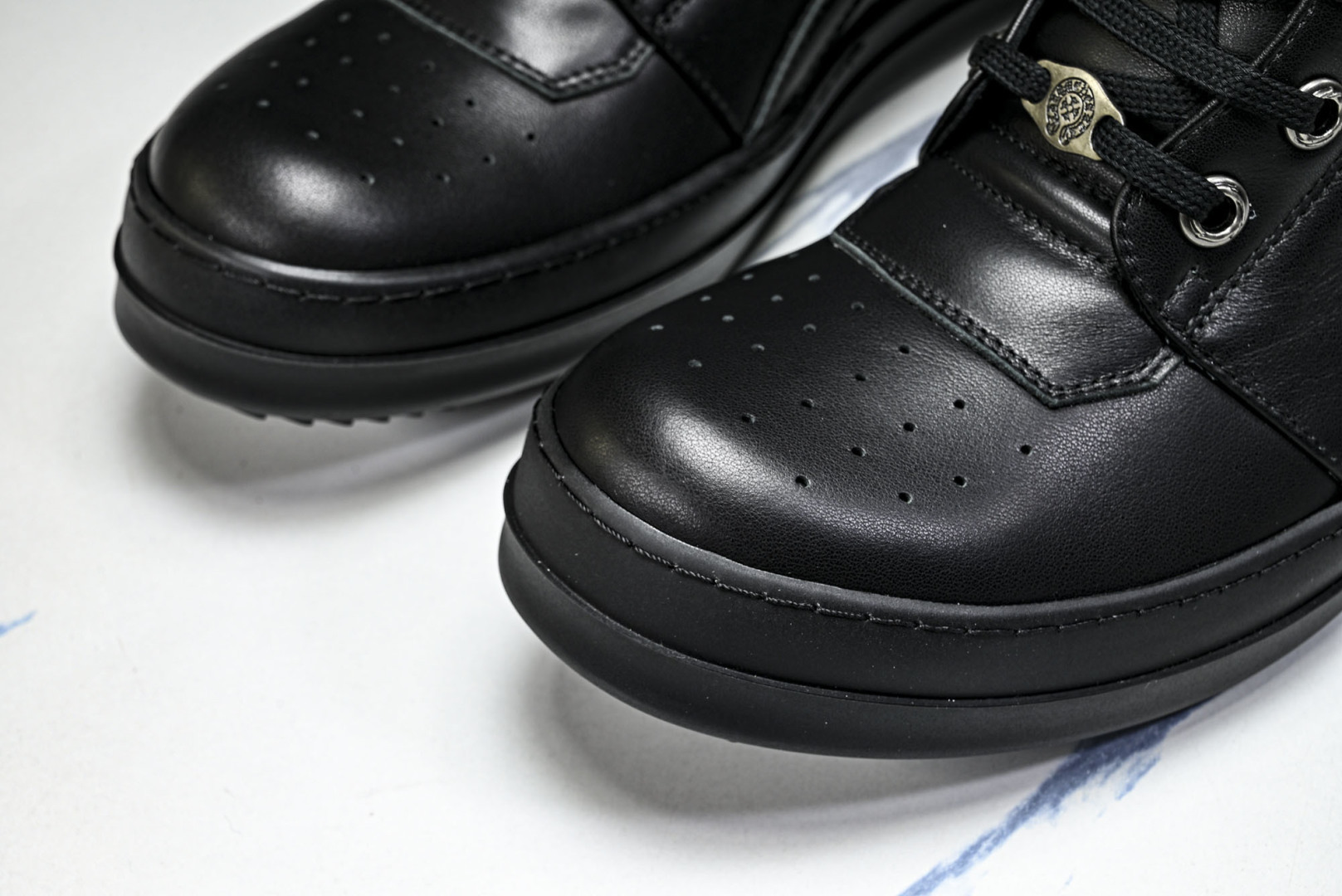 Rick 尺码:36-46P:720纯原出品-RICK OWENS 26秋冬 高帮 男士 全黑色皮革 G