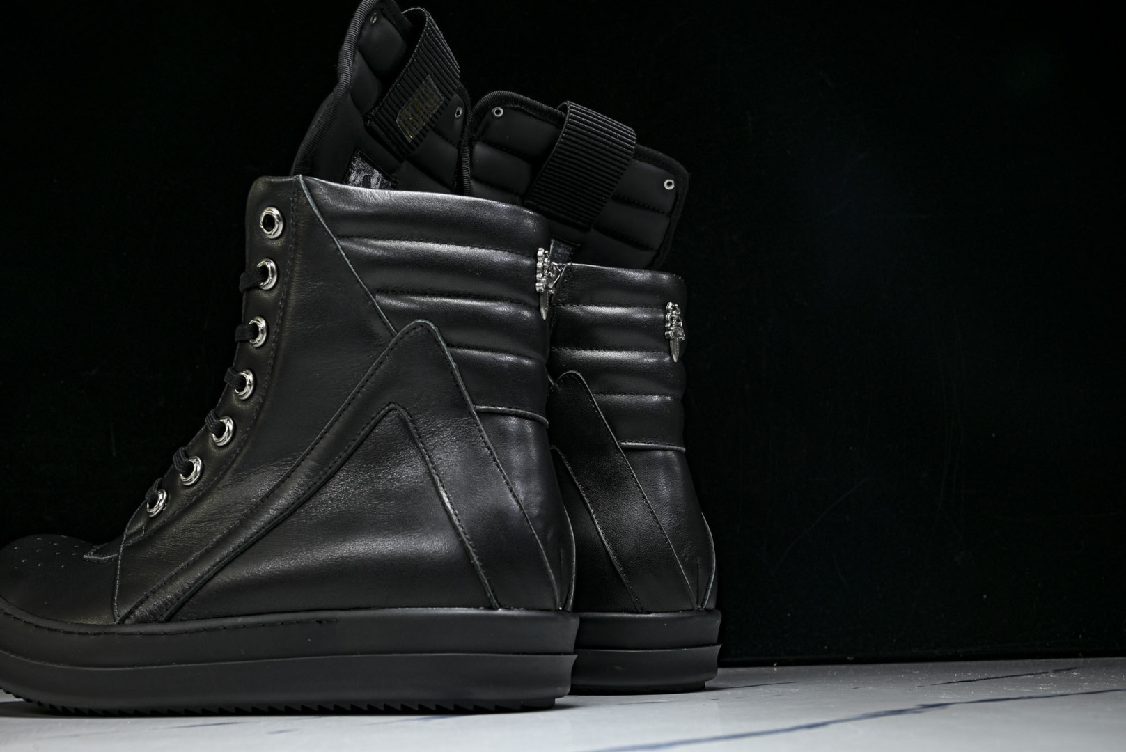 Rick 尺码:36-46P:720纯原出品-RICK OWENS 26秋冬 高帮 男士 全黑色皮革 G