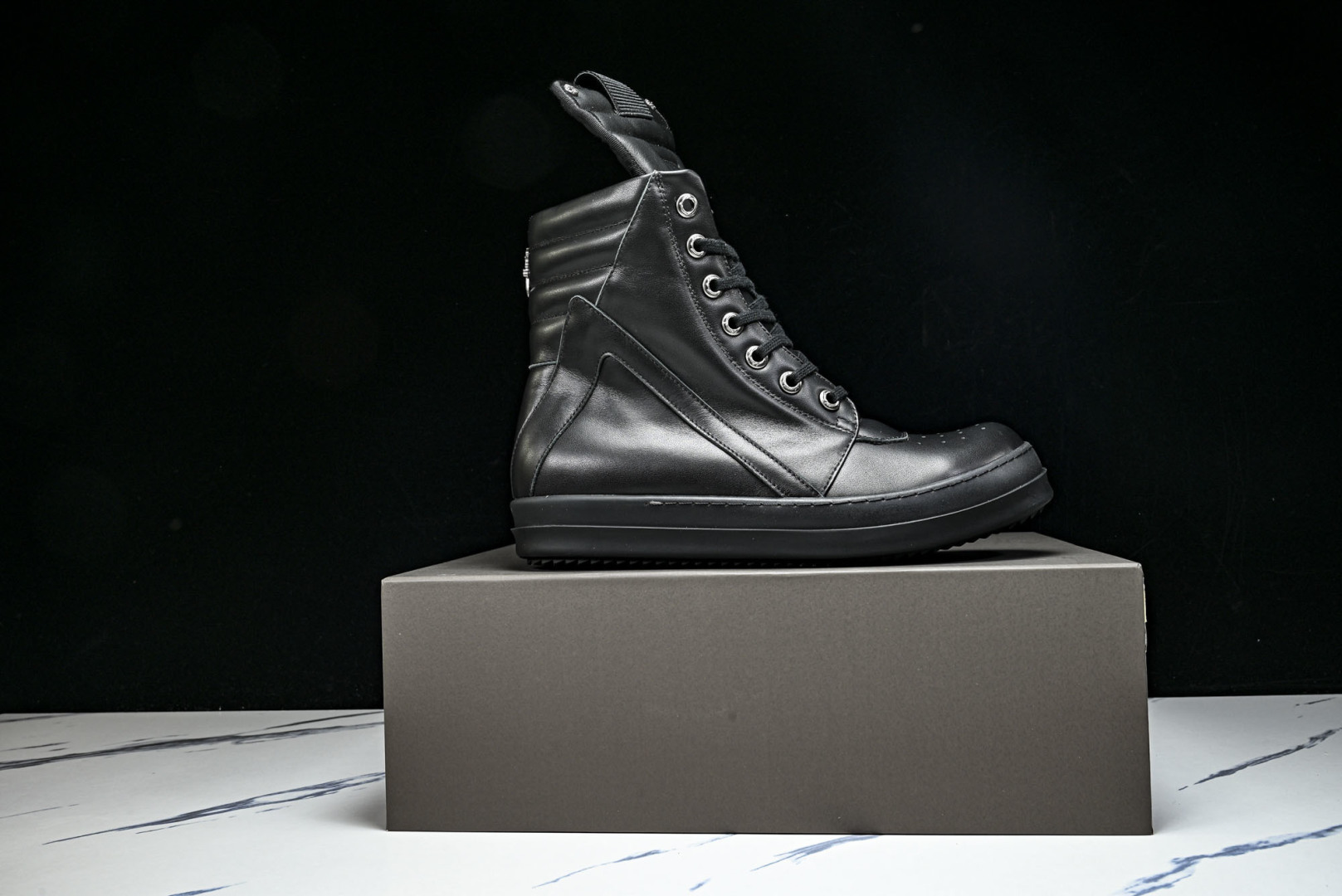 Rick 尺码:36-46P:720纯原出品-RICK OWENS 26秋冬 高帮 男士 全黑色皮革 G