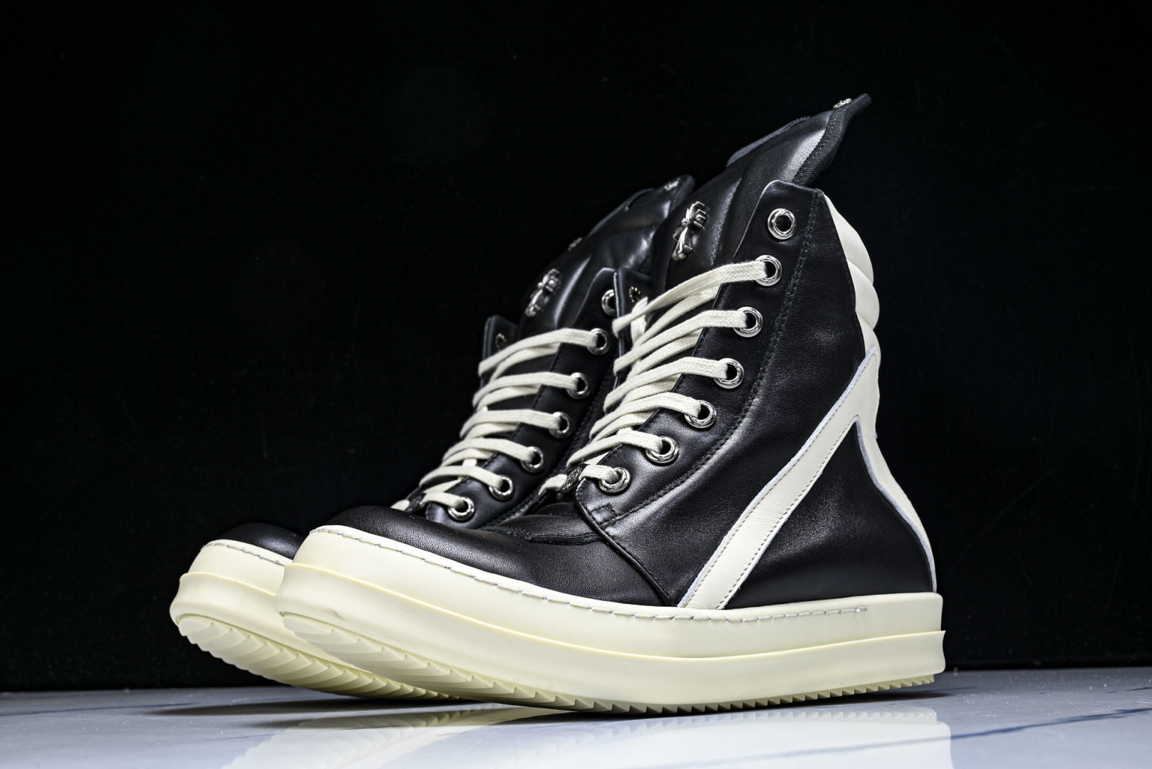 Rick 尺码:36-46P:720纯原出品-RICK OWENS 26秋冬高帮 男士 黑白色皮革 GE