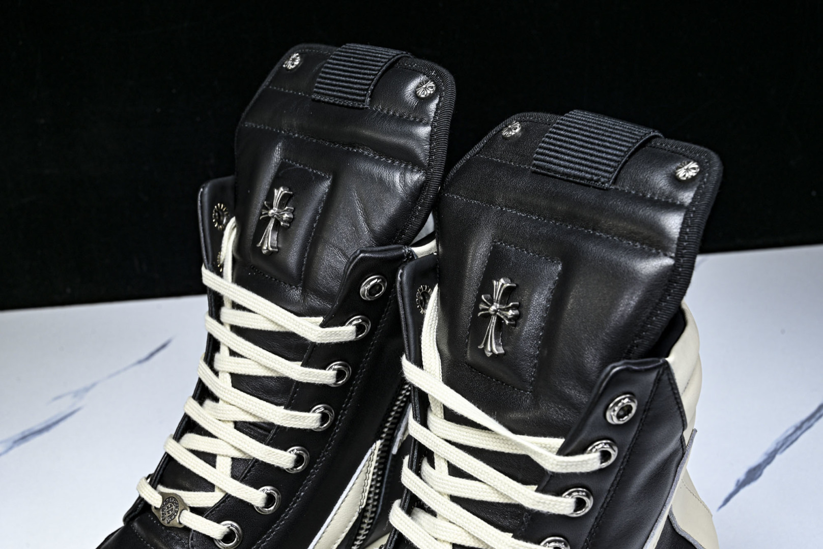 Rick 尺码:36-46P:720纯原出品-RICK OWENS 26秋冬高帮 男士 黑白色皮革 GE