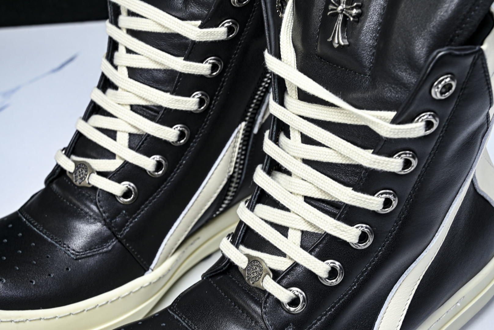 Rick 尺码:36-46P:720纯原出品-RICK OWENS 26秋冬高帮 男士 黑白色皮革 GE