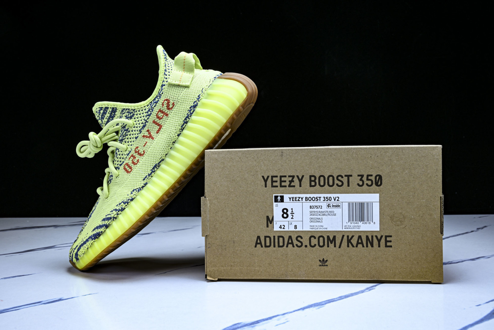 Yeezy350 尺码:36-48纯原版出品-AD Yeezy Boost 350 V2 荧光黄斑马 B