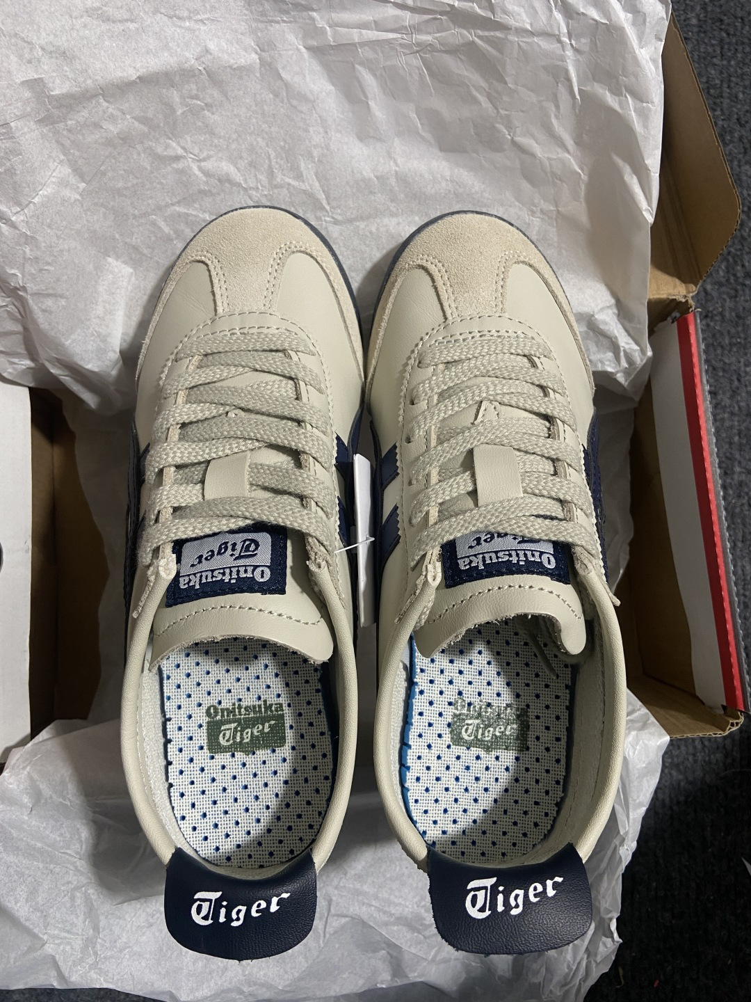 PK版出货！顶级头层，最强品质！鬼冢虎 米藏青ASICS Tiger Mexico 66 牛皮鬼冢虎 D