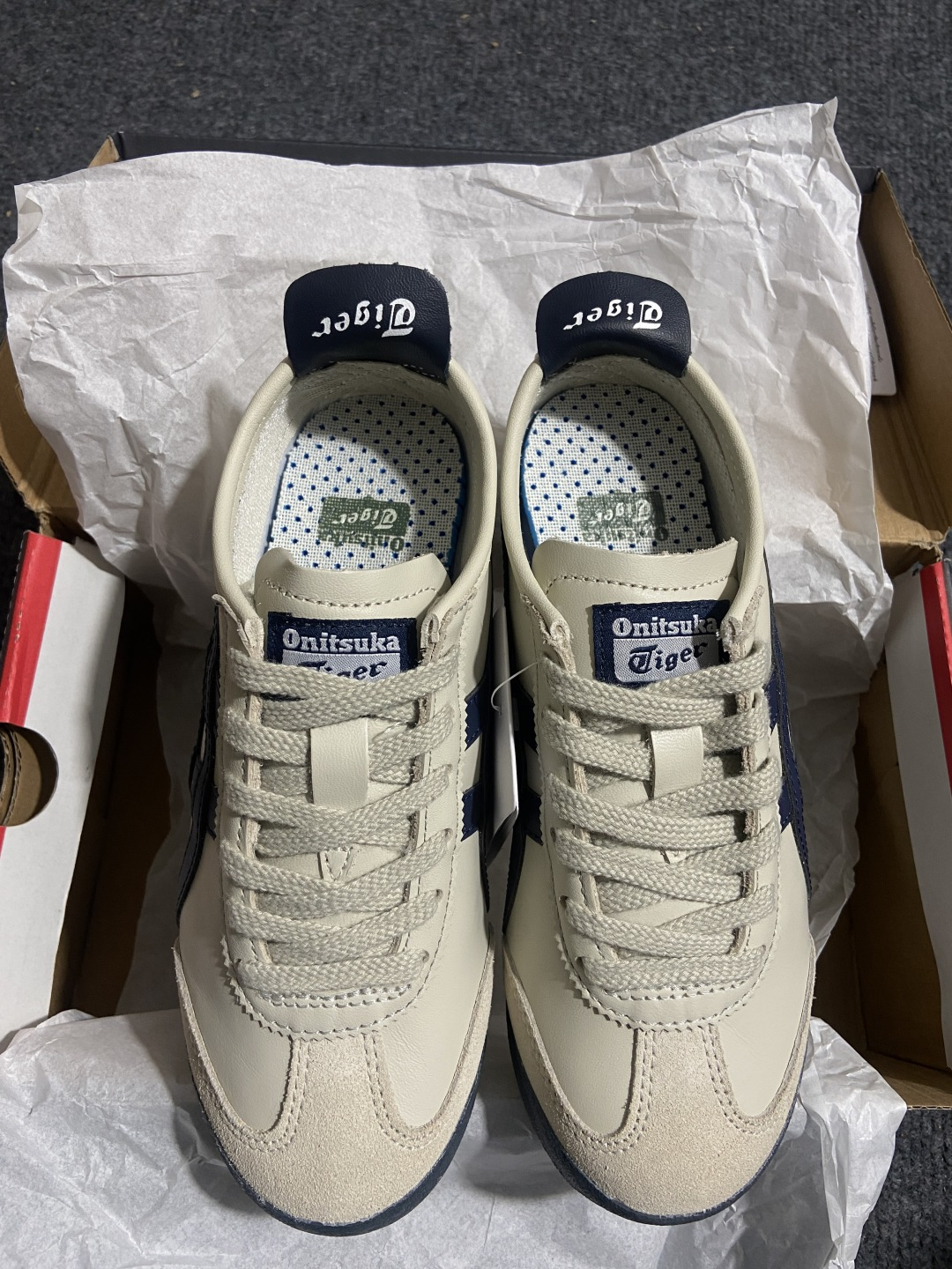 PK版出货！顶级头层，最强品质！鬼冢虎 米藏青ASICS Tiger Mexico 66 牛皮鬼冢虎 D