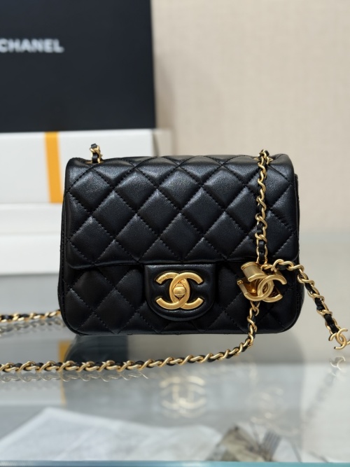Chanel Classic Small Flap Bag with Chain, Black Lambskin Leather, Gold Hardware 1 Chanel Classic Small Flap Bag with Chain, Black Lambskin Leather, Gold Hardware