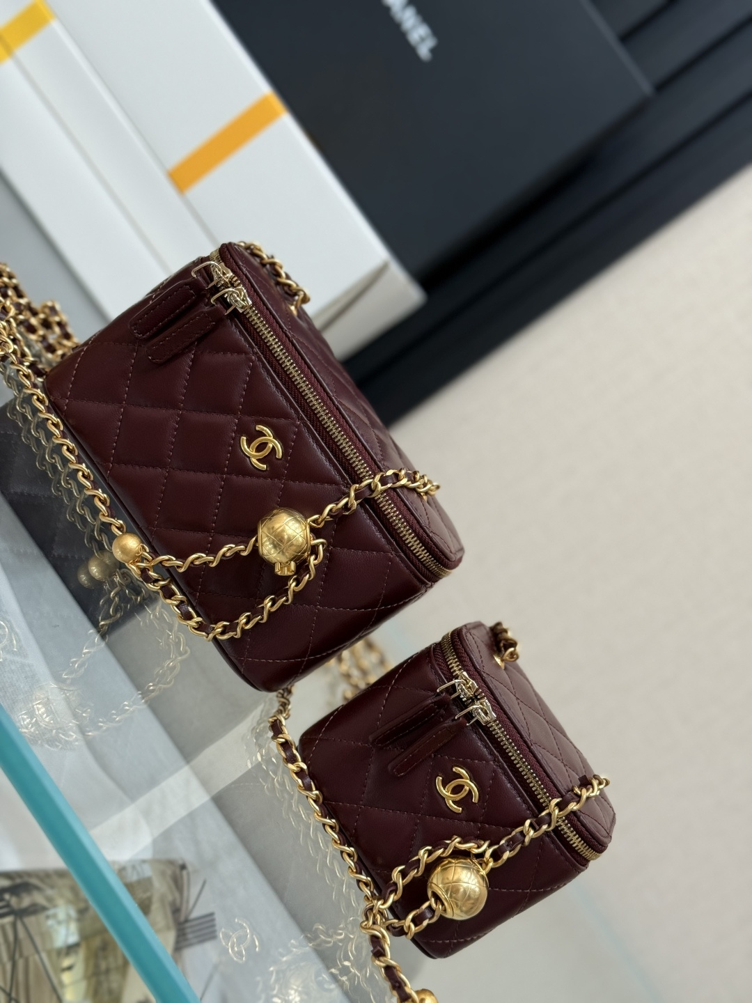 Chanel 22C Burgundy Quilted Leather Vanity Bag with Chain Strap 4 cmp i1758089061614 7443 0 3