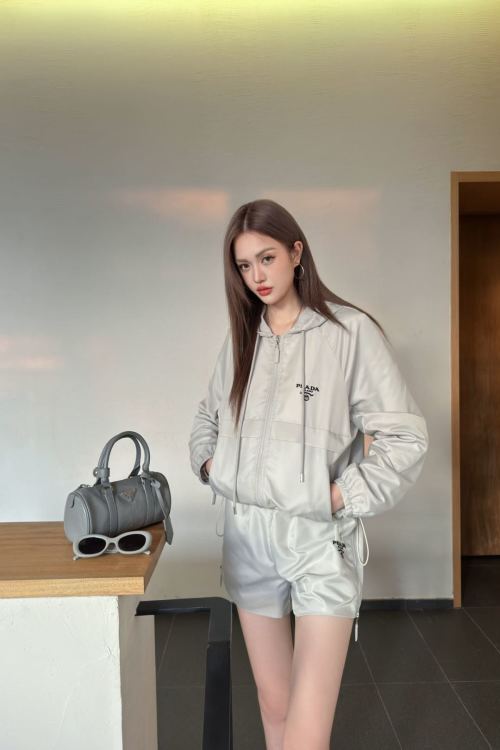 Prada Nylon Hooded Jacket and Shorts Set - Stylish & Comfortable 1 Prada Nylon Hooded Jacket and Shorts Set - Stylish & Comfortable