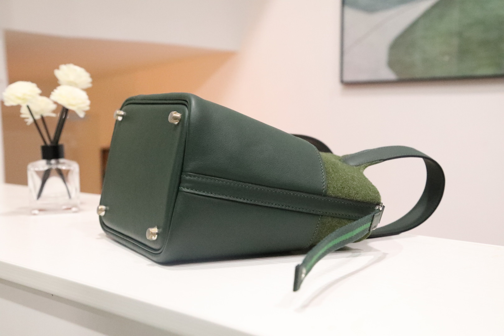 🐎新品
picotin最新款GO Team流行 系列菜篮子毛毡款18cm 新配色哦【绿色】【咖啡色】swift皮拼毛毡银扣，本色线，手缝蜡线，全钢五金，私人订制