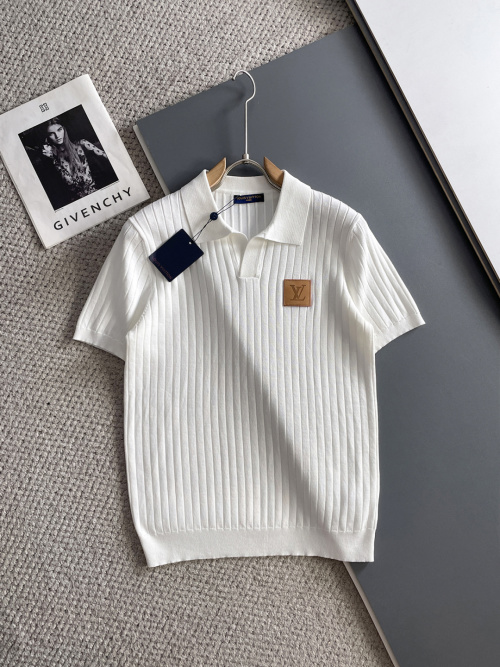 Louis Vuitton White Knit Polo Shirt with Embroidered Logo
